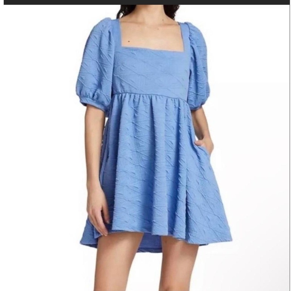 Free People Violet Mini Dress Blue Puff Sleeve Square Neck Textured M
Coastal
